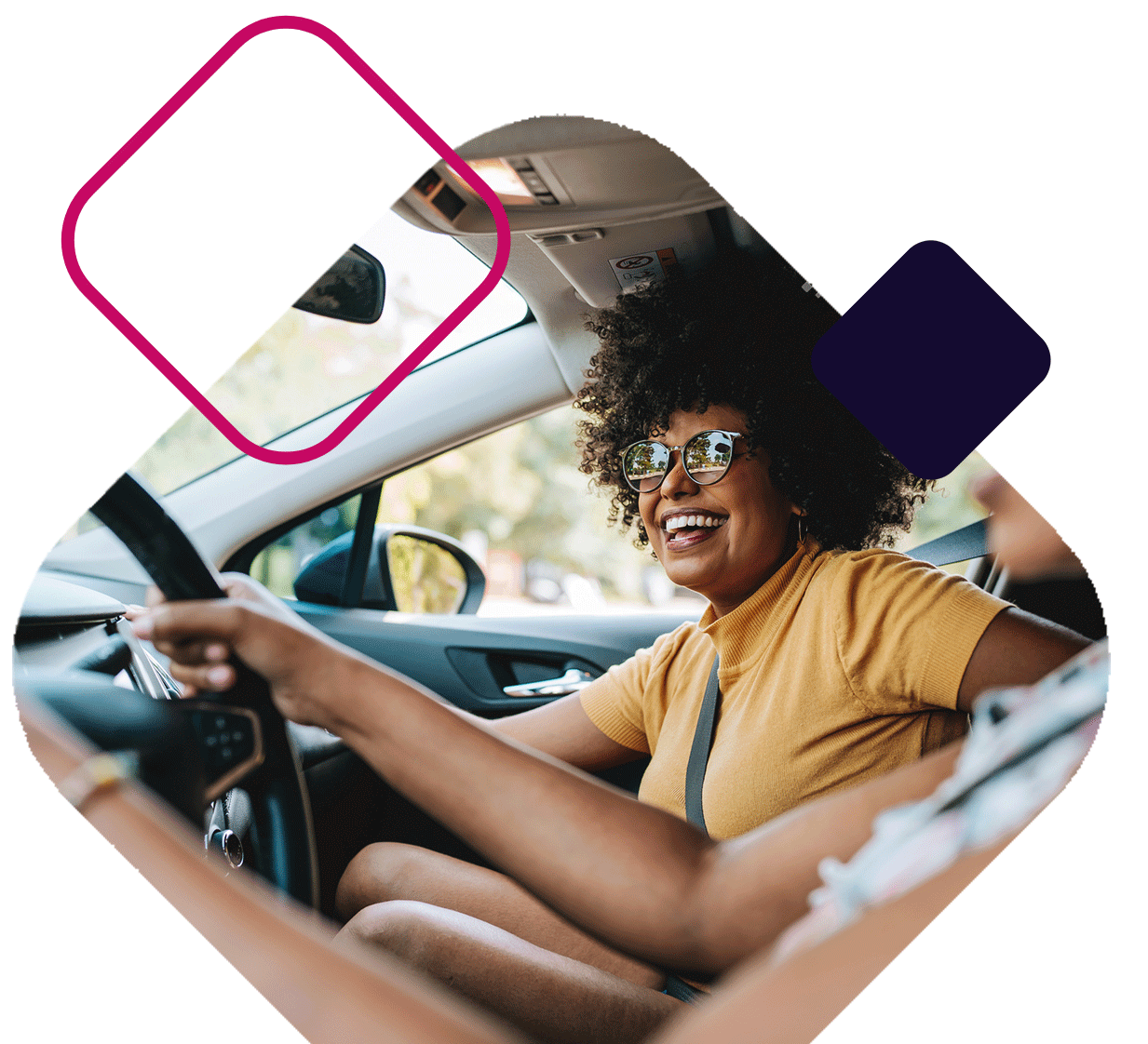 Smiling Woman In Passenger Seat