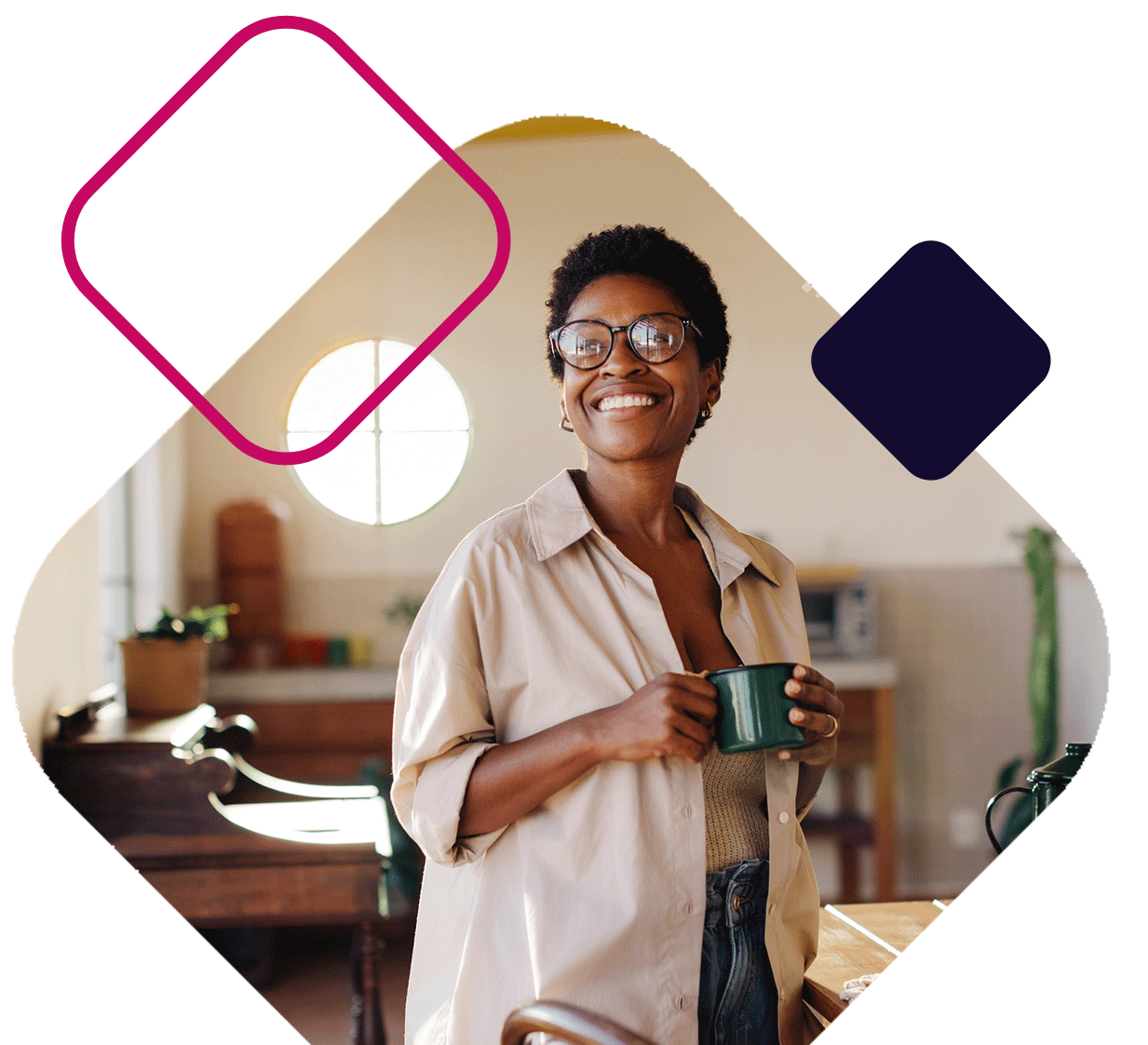 Smiling Woman With Coffee Mug