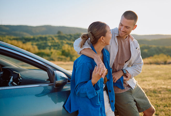 Couple B yCar In Field