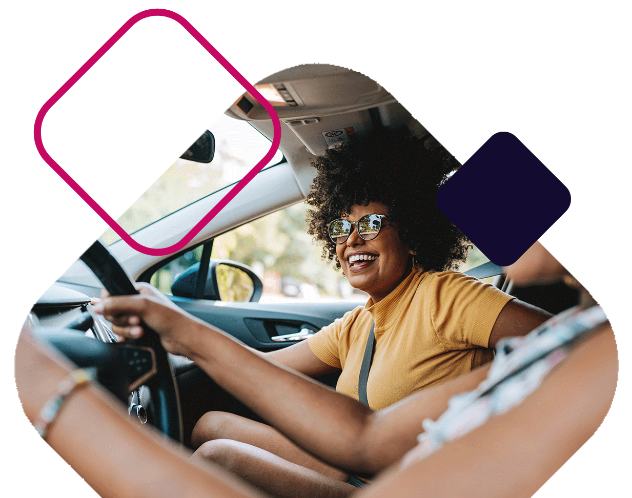 Smiling Woman In Front Seat Of Car
