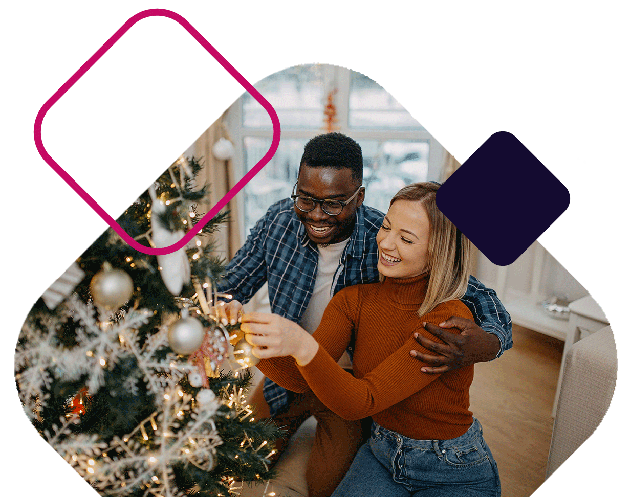 Couple Decorating Holiday Tree