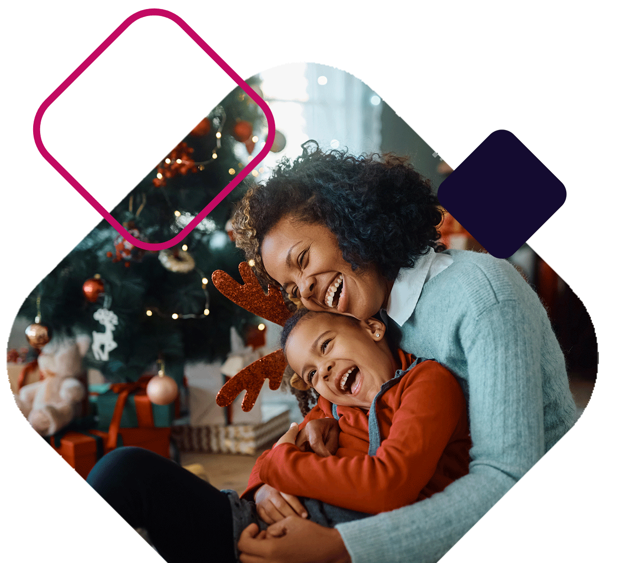 Smiling Mom And Child During Holidays