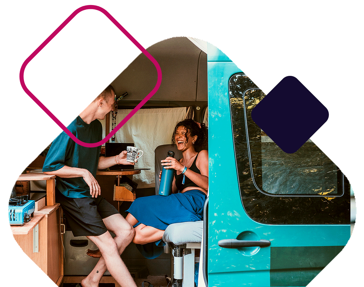 Laughing Couple In Camper