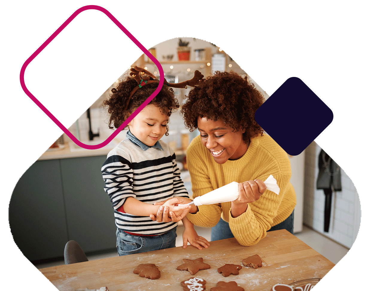 Mom And Child Decorating Cookies
