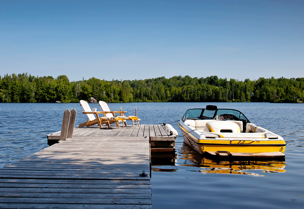 Dock And Boat On Lake