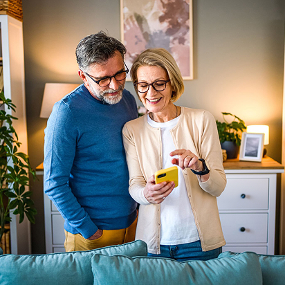 Couple looking at phone