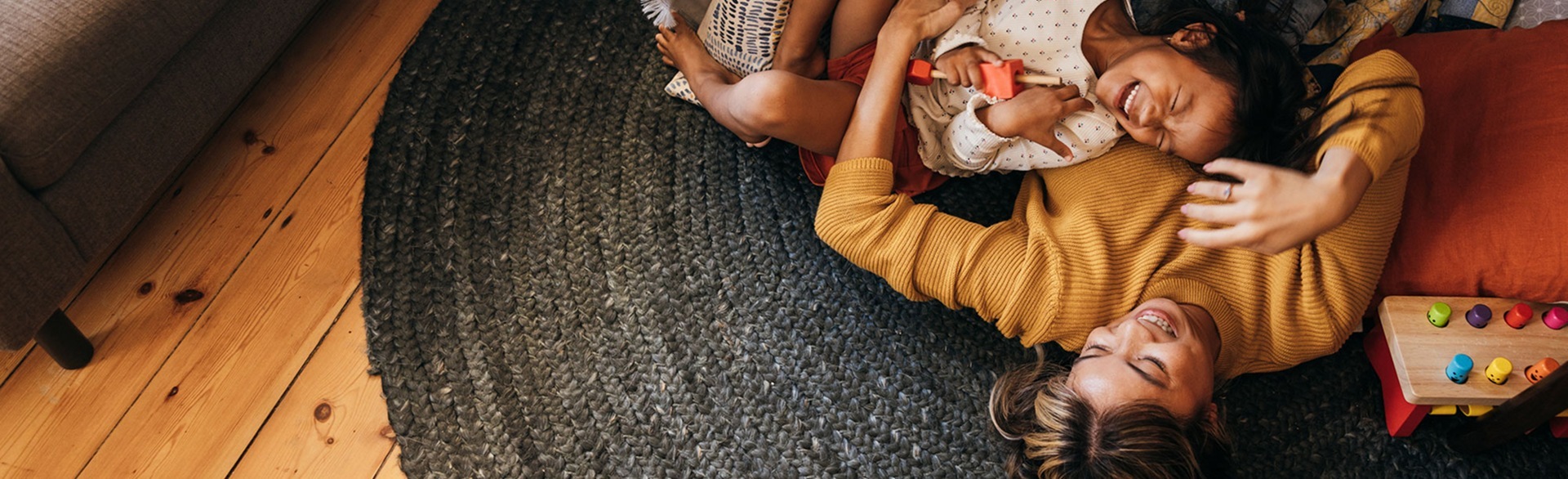 Family laying on the floor