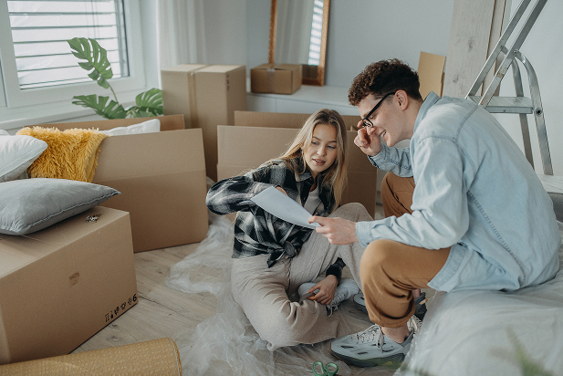 Couple reviewing mortgage paperwork