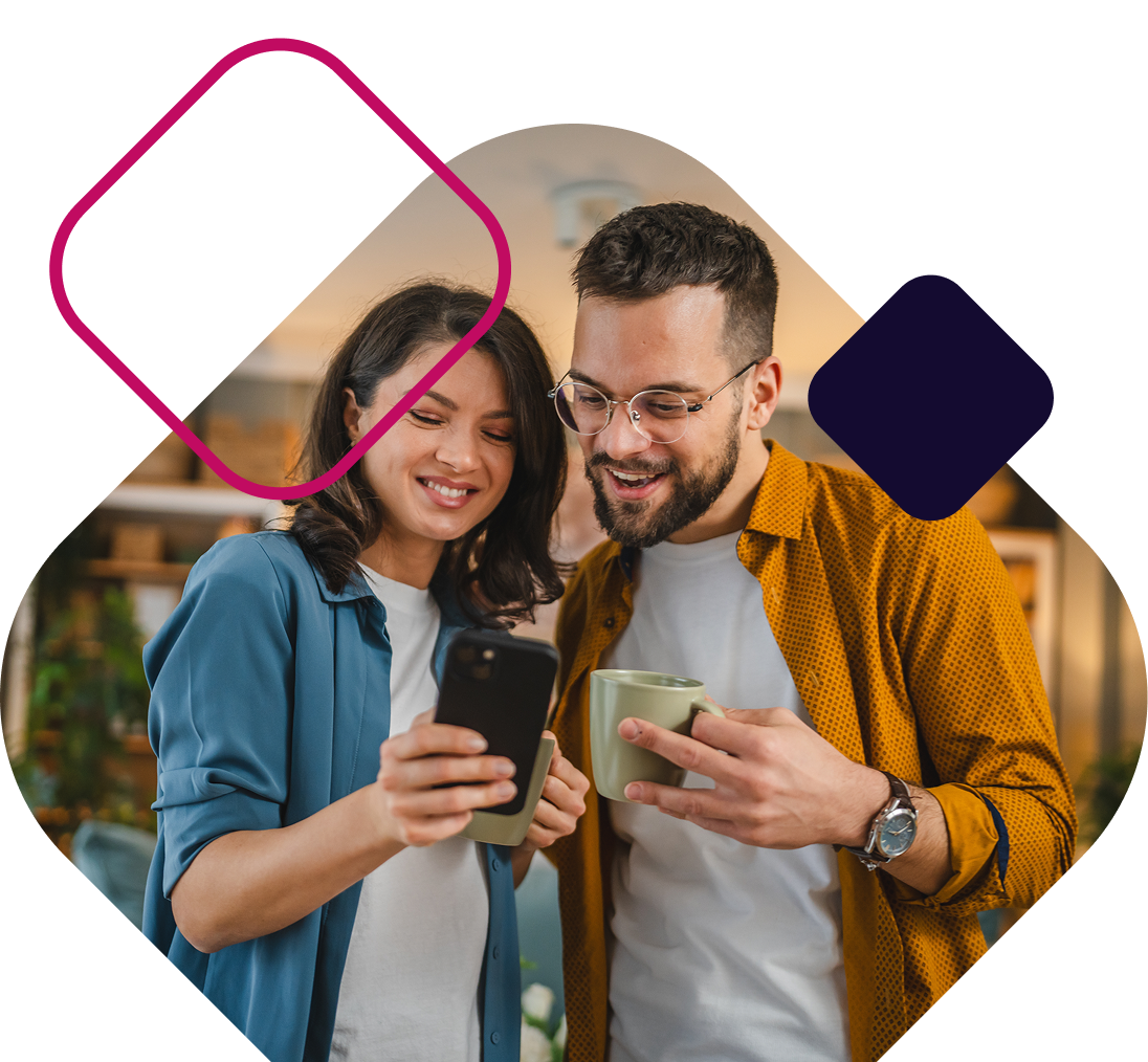 Couple looking at phone