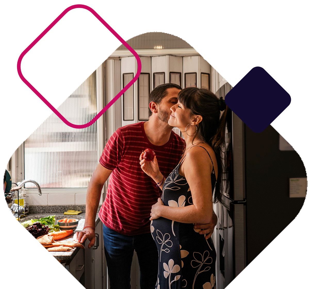 Pregnant Woman at Home with Partner