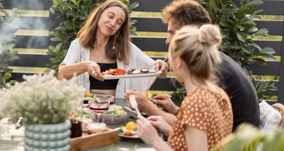 Outdoor Dining Passing Food
