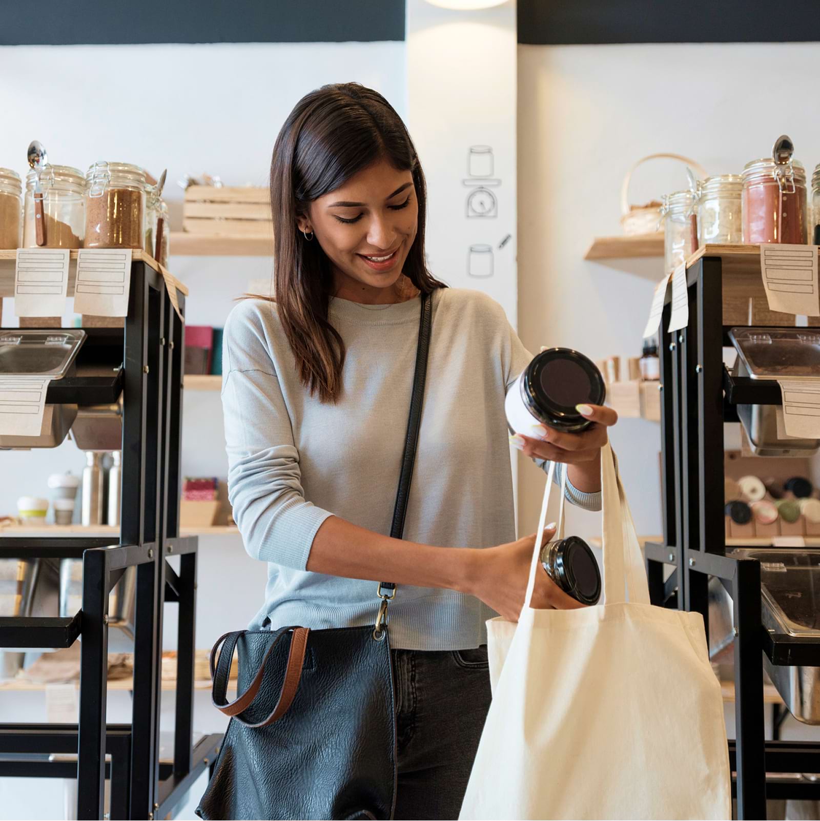 Woman shopping at business