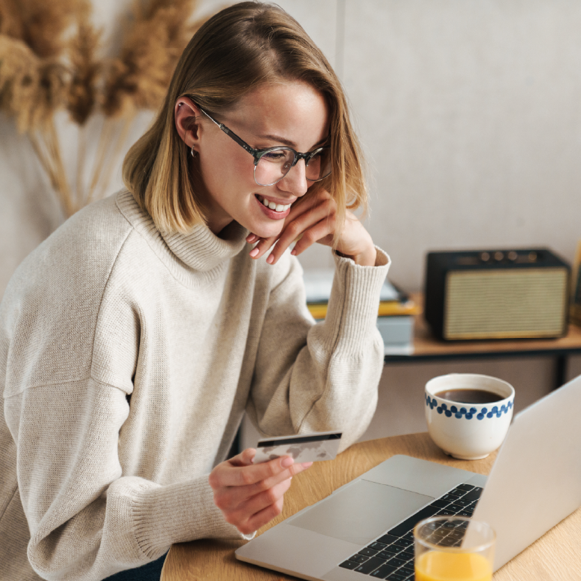 Woman looking online